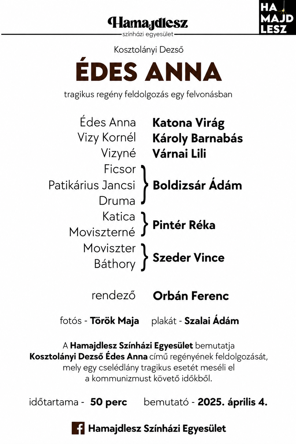 Édes Anna szereposztás